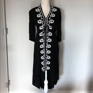 Boho hi-low crepe dress with tie waist. Sz M